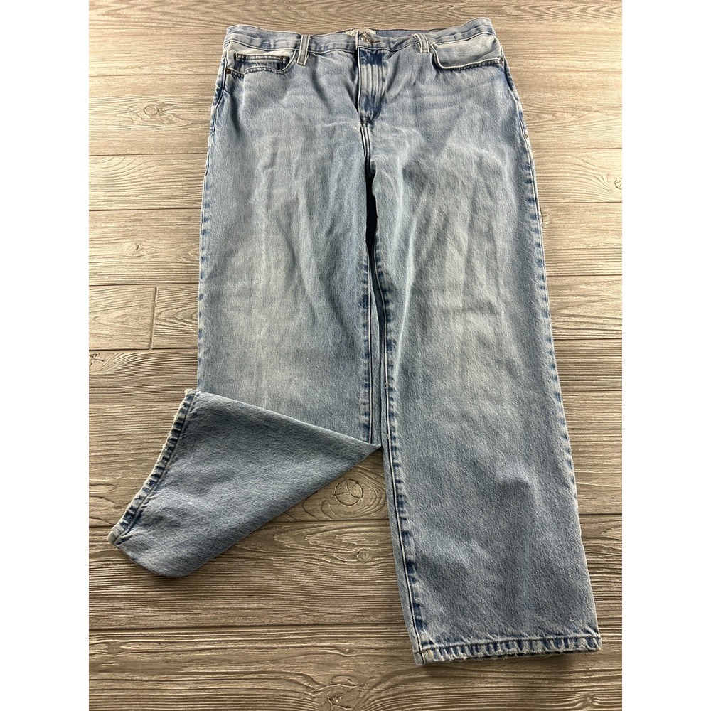 Frame Le Jane Crop Denim Jeans Womens Size 31 Light Wash Relaxed Straight Blue